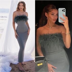 HOUSE OF CB 'Juliene' Eucalyptus Green strapless Maxi Dress NWOT SIZE M